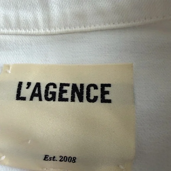 L’AGENCE Distressed White Stretch Denim Jacket Size XS MSRP $350 - Picture 6 of 8